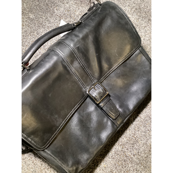 Coach Men's Black Leather Satchel Briefcase Laptop Bag - Picture 8 of 9